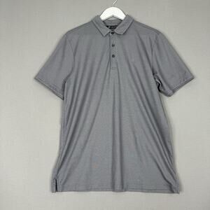 Travis Mathew Mens Polo Shirt L Gray The Heather Athletic Fit Golf Performance